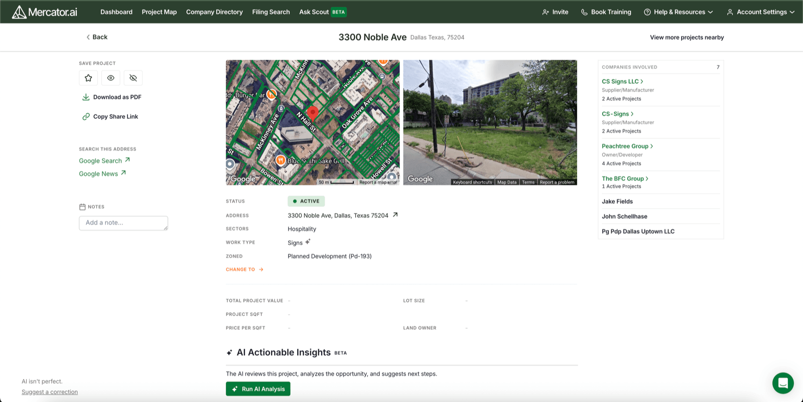 Mercator.ai project record detail